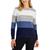 商品Karen Scott | Women's Cable Crewneck Gemma Stripe Sweater, Created for Macy's颜色Heather Indigo Combo