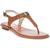 商品Michael Kors | MICHAEL Michael Kors Women's Leather MK Plate T-Strap Thong Sandals颜色Luggage Leather