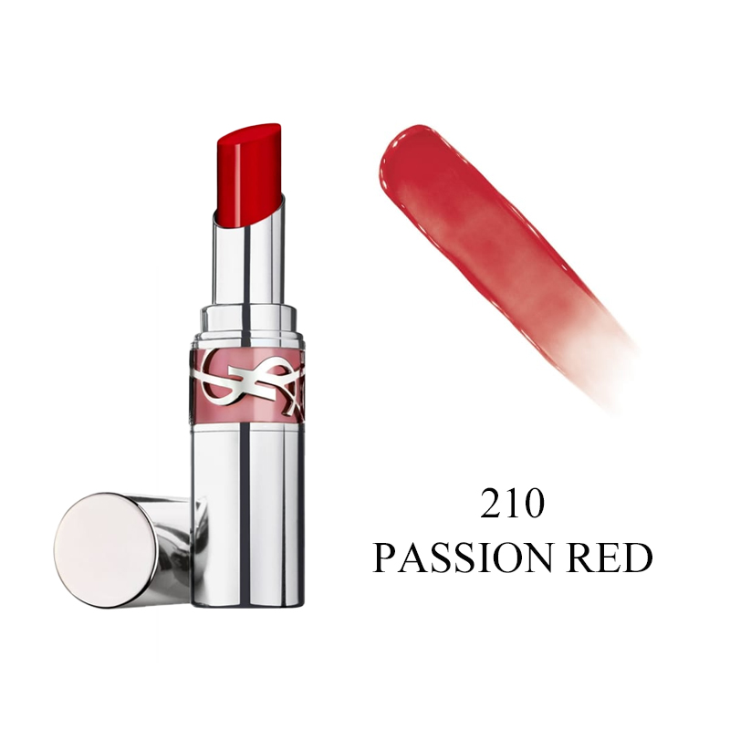 颜色: 210 PASSION RED, Yves Saint Laurent | 圣罗兰全新银管口红 水光玻璃唇滋润唇膏 2024新品