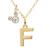 商品Disney | Mickey Mouse Initial Pendant 18" Necklace with Cubic Zirconia in 14k Yellow Gold颜色F