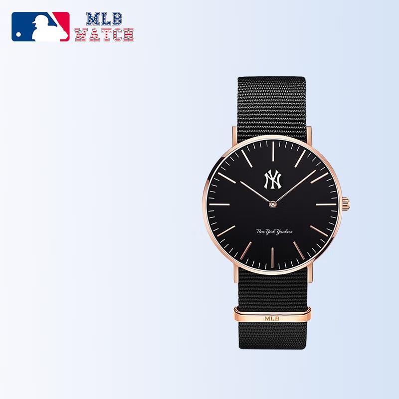 商品MLB | 时尚休闲石英手表潮牌防水学生表 MLB-SD024颜色12黑面尼龙带