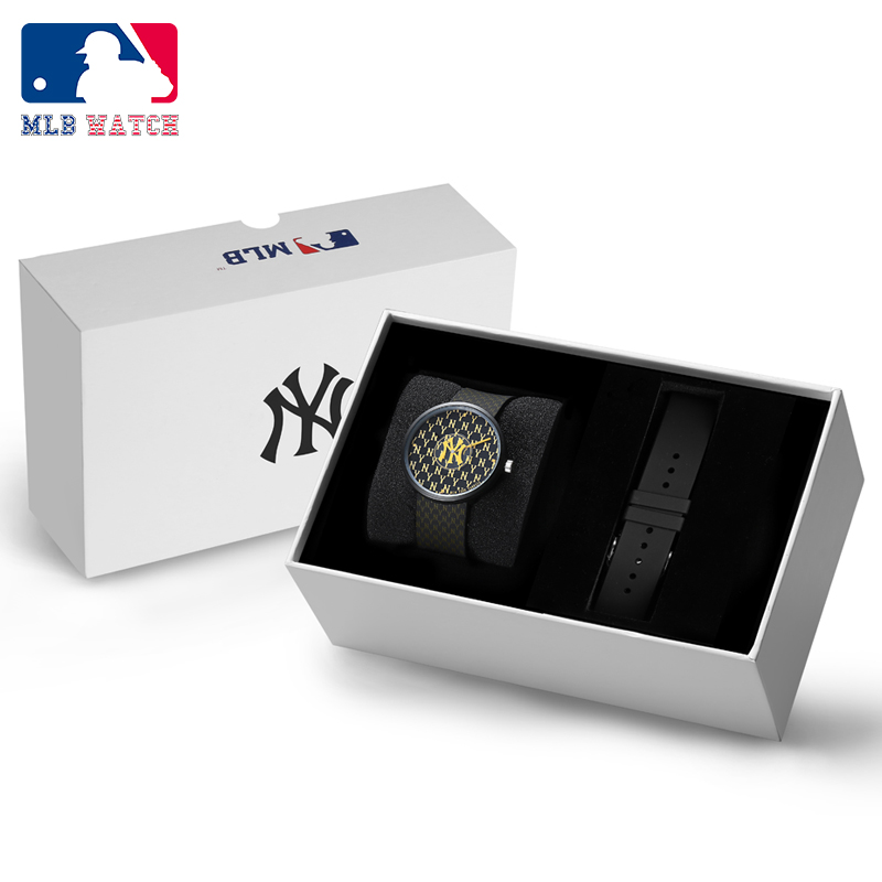 商品MLB | MLB美职棒 2021新款纽约街头嘻哈 时尚潮流硅胶情侣石英手表大表盘NY600颜色黑色