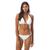color White, Kate Spade | Tortoise Heart Buckle Detail Halter Bikini Top and Removable Soft Cups