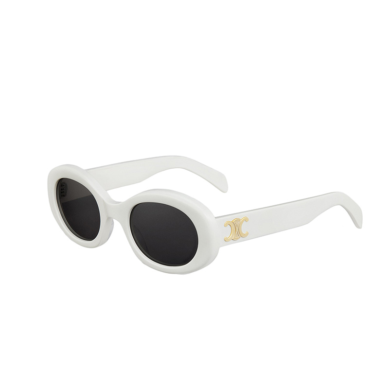 颜色: 白色, Celine | 【现货】赛琳 TRIOMPHE 01系列 女士醋酸纤维镜框椭圆形太阳眼镜墨镜(两色可选）