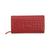 color Red, Mancini Leather Goods | Women's Basket Weave Collection RFID Secure Clutch Wallet