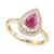 商品第2个颜色Ruby, Macy's | Emerald (5/8 ct. t.w.) & Diamond (1/3 ct. t.w.) Teardrop Halo Ring in 14k Gold (Also in Ruby & Sapphire)