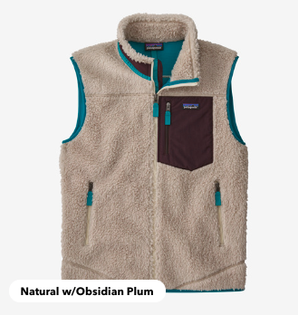 颜色: Natural w/Obsidian Plum, Patagonia | 男士经典Retro-X抓绒背心 | Men's Classic Retro-X® Fleece Vest