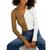 商品Tommy Jeans | Women’s V-Neck Pullover Colorblock Sweater颜色Otter/Cream