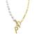 ADORNIA | 14k Gold-Plated Paperclip Chain & Mother-of-Pearl Initial F 17" Pendant Necklace, 颜色Letter P