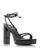 商品Jeffrey Campbell | Jeffrey Campbell Women's Ankle Tie Platform High Heel Sandals颜色Black Crinkle Patent