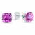颜色: created pink sapphire, MAX + STONE | Sterling Silver 6MM Cushion Cut Checkerboard Gemstone Stud Earrings
