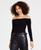 颜色: Deep Black, Bar III | Women's Off-The-Shoulder Jersey Bodysuit, Exclusively at Macy's