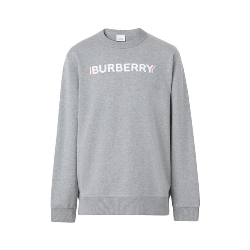 Burberry | BURBERRY/博柏利 男士灰色棉质徽标印花休闲卫衣80529921, 颜色S