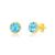 颜色: swiss blue topaz, MAX + STONE | 14k Yellow Gold Roped Halo Gemstone Round Stud Earrings for Women 6mm