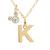 商品Disney | Mickey Mouse Initial Pendant 18" Necklace with Cubic Zirconia in 14k Yellow Gold颜色K