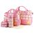 颜色: pink, Global Bazaar | 5PCS Baby Nappy Diaper Bags Set with Changing Pad