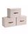 颜色: Beige, Ornavo Home | Foldable Linen XLarge Storage Bin with Leather Handles and Lid - Set of 3