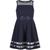 商品第5个颜色Navy, Calvin Klein | Little Girls Illusion Mesh Bow Front Dress