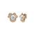颜色: Gold, by Adina Eden | Pave Three Petal Imitation Pearl Stud Earring