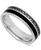 颜色: Black/Silver, Macy's | Men's Lab-Created White Sapphire (3/4 ct. t.w.) & Ceramic Stripe Band in 18k Gold-Plated Sterling Silver (Also in Black  Sapphire)