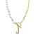ADORNIA | 14k Gold-Plated Paperclip Chain & Mother-of-Pearl Initial F 17" Pendant Necklace, 颜色Letter J