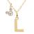 商品Disney | Mickey Mouse Initial Pendant 18" Necklace with Cubic Zirconia in 14k Yellow Gold颜色L