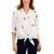 商品Charter Club | Linen Embroidered 3/4-Sleeve Blouse, Created for Macy's颜色Bright White
