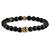 商品第1个颜色gold, Crucible Jewelry | Crucible Los Angeles Single Skull Stretch Bracelet with 8mm Matte Black Onyx Beads