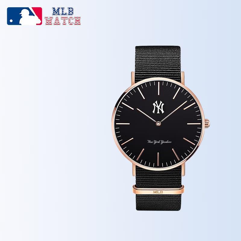 商品MLB | 时尚休闲石英手表潮牌防水学生表 MLB-SD024颜色4黑面尼龙带