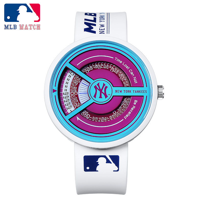 商品MLB | MLB 美职棒NewYork系列街头潮酷个性指针手表 运动潮流防水石英女表 欧美表 NY607颜色紫色