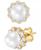 颜色: Pearl, Macy's | Birthstone Stud Earrings in 14k Gold or 14k White Gold