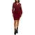 Planet Gold | Juniors' Long-Sleeve Ribbed Faux-Wrap Sweater Dress, 颜色Pomegranate