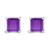 颜色: purple amethyst | white, Haus of Brilliance | 14K Gold 5x5MM Princess Cut Gemstone Solitaire Stud Earrings