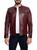 颜色: BURGUNDY, Vellapais | Leather Zip Biker Jacket