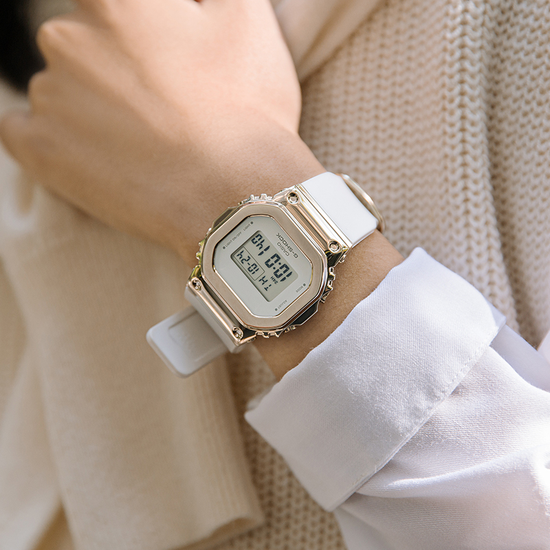商品第5个颜色金属白方块（高端系列）, Casio | 爆款卡西欧女表baby-g防水淡粉小方块手表
