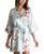 颜色: Mint, Linea Donatella | Floral-Print Satin Wrap Robe