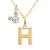 商品Disney | Mickey Mouse Initial Pendant 18" Necklace with Cubic Zirconia in 14k Yellow Gold颜色H