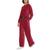 商品Calvin Klein | Women's Logo Elastic Long-Sleeve Pullover Velour Hoodie颜色Chianti