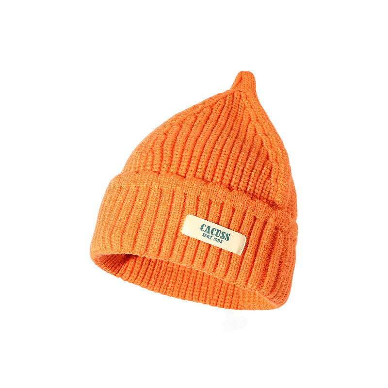 CACUSS | 多巴胺针织帽女时尚显脸小毛线帽韩版潮流男款冷帽冬新品保暖帽子, 颜色橘色