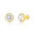 颜色: white topaz, MAX + STONE | 14k Yellow Gold Roped Halo Round-Cut Gemstone Stud Earrings (8mm)