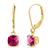 颜色: created ruby, MaxColor | Solid 10K Yellow Gold Cushion Cut Dangle Gemstone Leverback Earrings