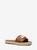 商品Michael Kors | Izzy Logo Embellished Leather Slide Sandal颜色LUGGAGE