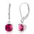 颜色: created ruby, MaxColor | Solid 10K White Gold Cushion Cut Dangle Gemstone Leverback Earrings