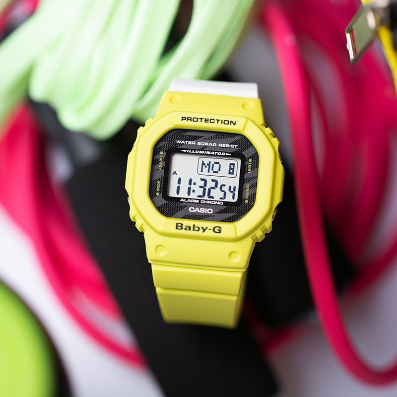 商品第7个颜色黄白表带混色款, Casio | 爆款卡西欧女表baby-g防水淡粉小方块手表