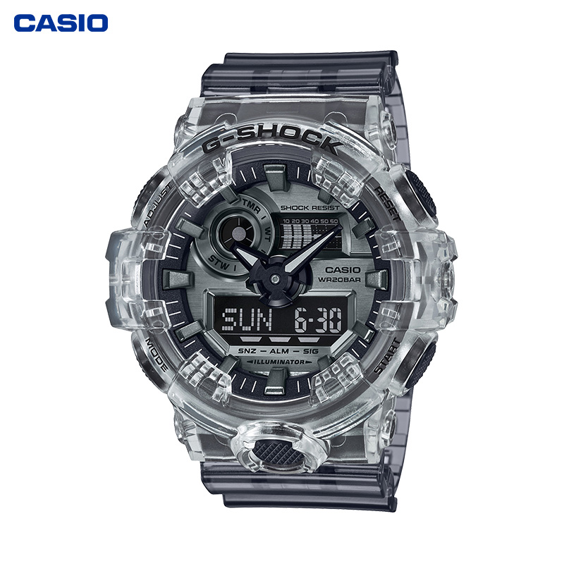 商品Casio | casio冰川冰韧Gshock透明防水运动男GA-700SK颜色SKU-01-GA-700SK-1ADR【热卖透明 可游泳 闹钟】