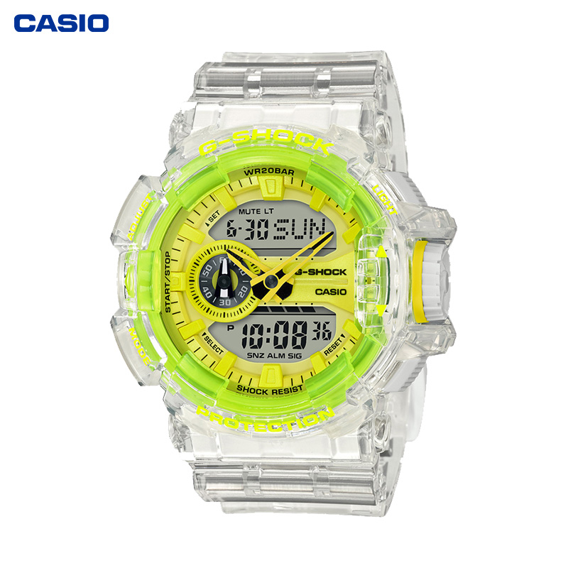 商品Casio | casio冰川冰韧Gshock透明防水运动男GA-700SK颜色SKU-03-GA-400SK-1A9DR【荧光绿 热卖透明】