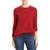 商品AQUA | Aqua Women's Knit Seamed Long Sleeve Pullover Sweater颜色Crimson
