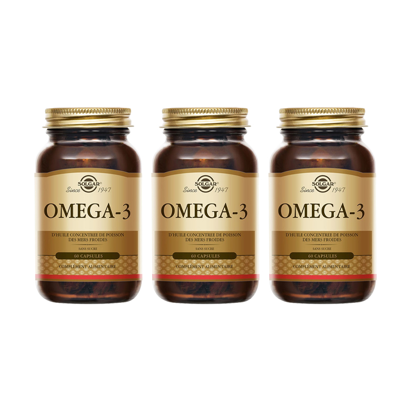 颜色: 60粒*3瓶, Solgar | Solgar Omega-3浓缩鱼油 30-60-120粒 提高记忆力改善视力