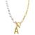 ADORNIA | 14k Gold-Plated Paperclip Chain & Mother-of-Pearl Initial F 17" Pendant Necklace, 颜色Letter A