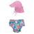 颜色: Aqua Tropical Fruit Floral, green sprouts | Baby Boys or Baby Girls Snap Swim Diaper and Flap Hat UPF 50, 2 Piece Set